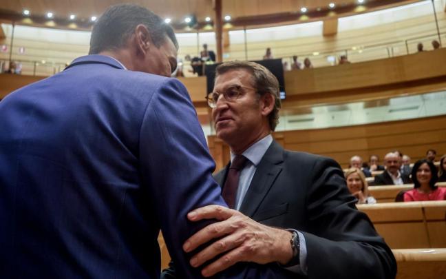 Sánchez y Feijóo en el Senado.