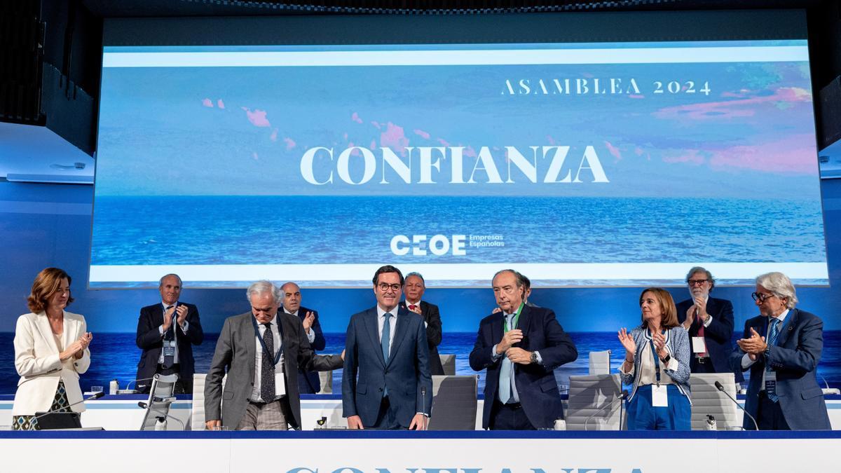 Antonio Garamendi, durante la asamblea general de la CEOE.