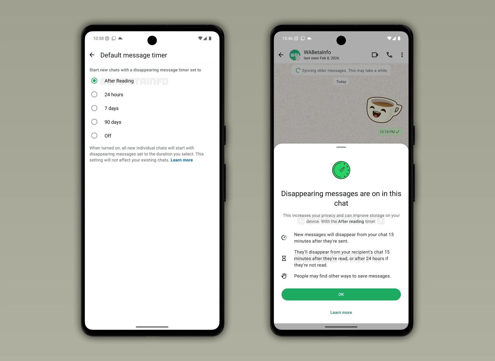 La nueva función de borrado automático de mensajes tras su lectura está en la fase de prueba.