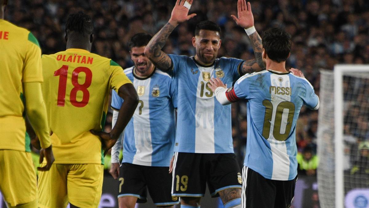 El futbolista Lionel Messi durante la celebración del partido entre las selecciones de Argentina y Benín.