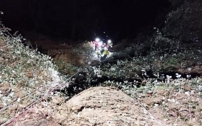 Rescate de las cuatro personas que cayeron ladera abajo en Lesaka. CEDIDA