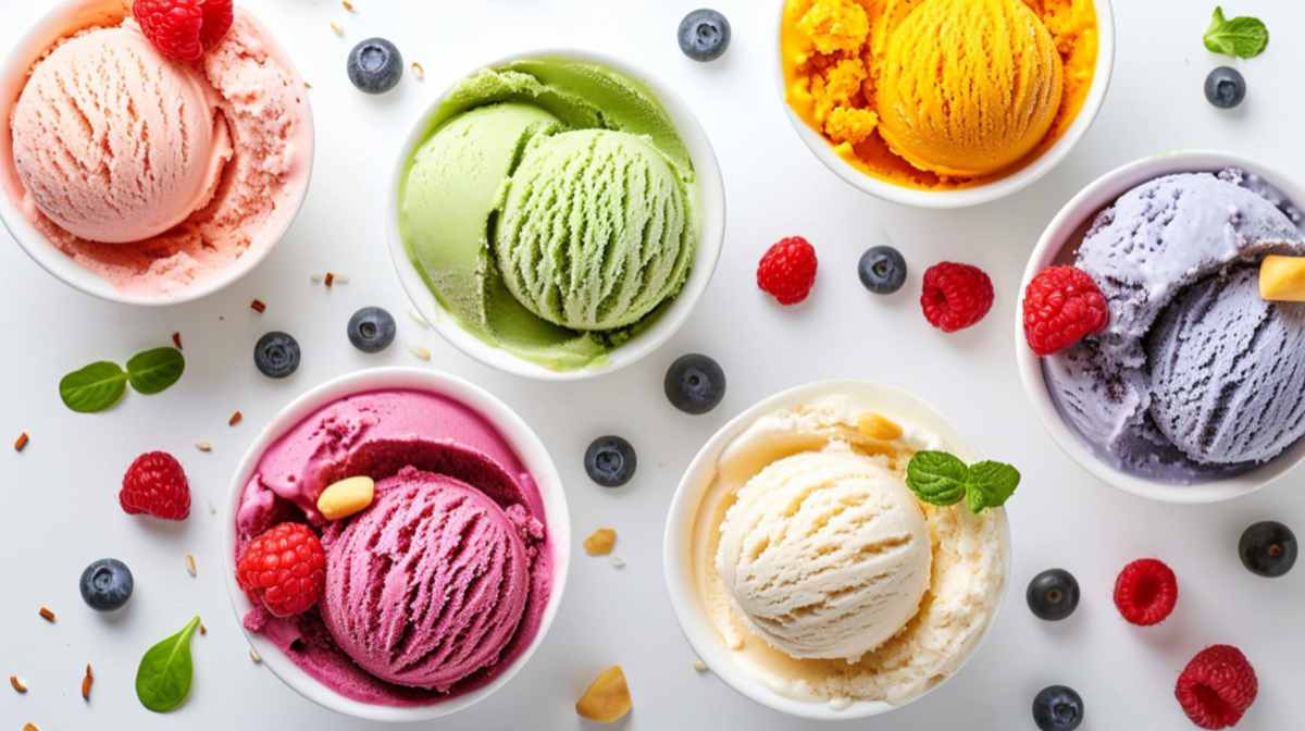 Helados de diferentes sabores en tarrinas. FREEPIK