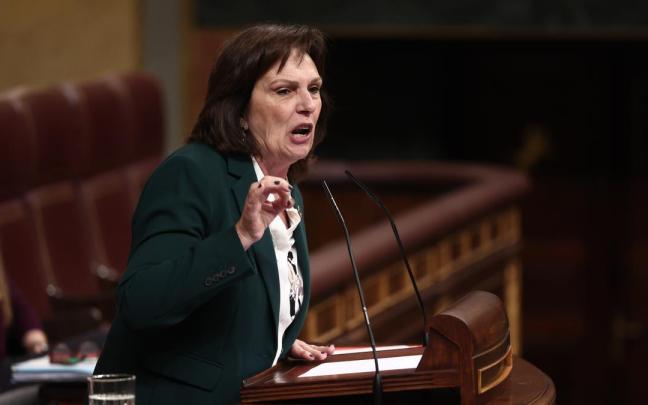 La diputada del PSOE Carmen Martínez interviene durante una sesión plenaria.