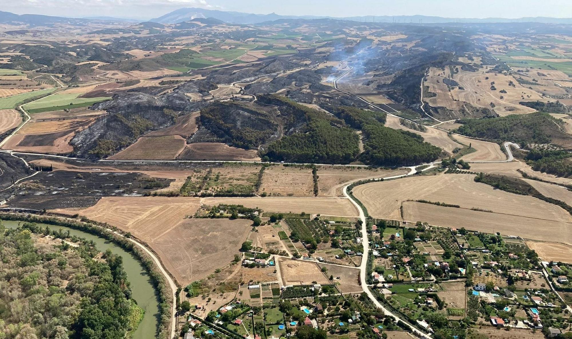 Imágenes aéreas del incendio del pasado verano. Foto: Bomberos de Navarra