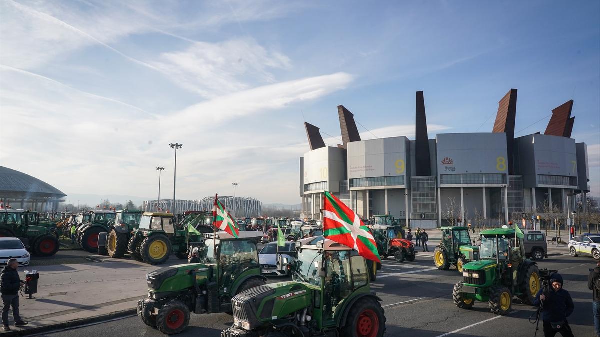 Protesta de los agricultores vascos, en una imagen de archivo.
