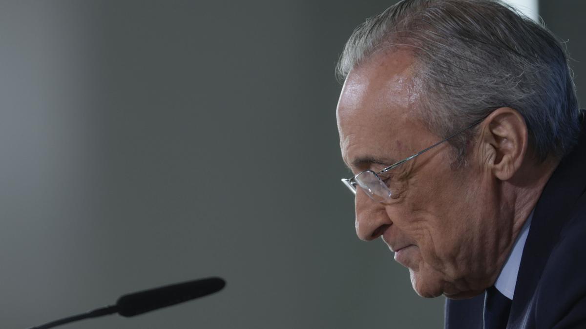 Florentino Pérez durante la rueda de prensa de este martes.