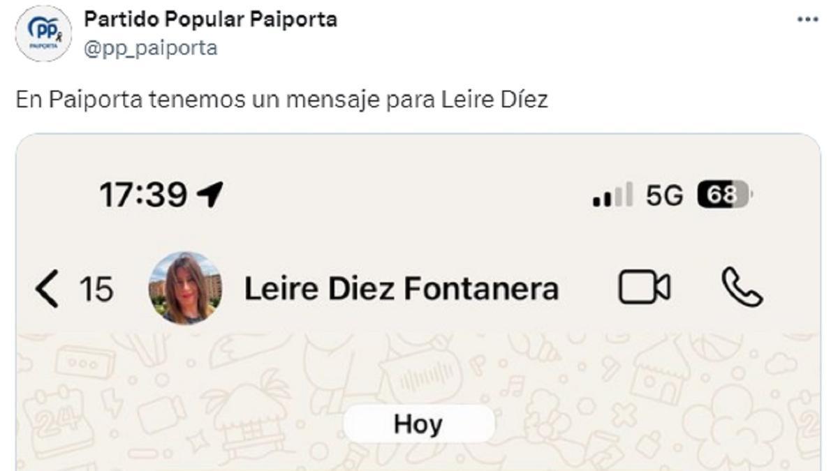 El comienzo del tuit.