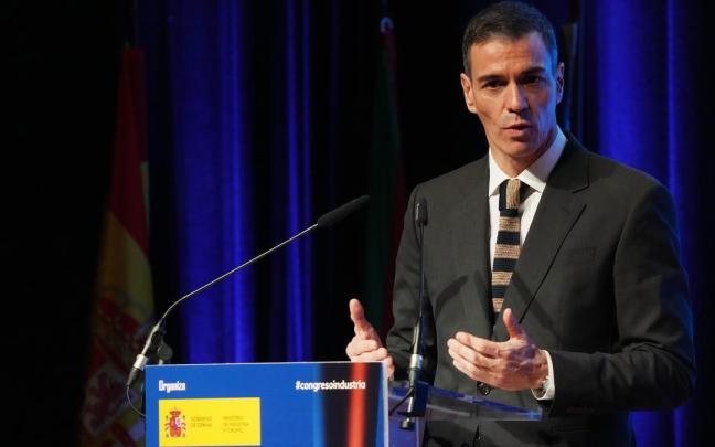 Pedro Sánchez, durante su intervención en el Palacio Euskalduna de Bilbao.