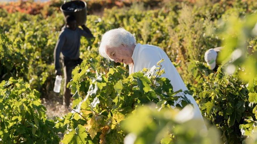 María Victoria Cañas, en el viñedo.