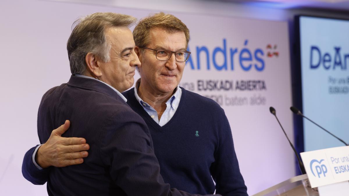 Alberto Núñez Feijóo ha respaldado a Javier de Andrés en su proclamación oficial como candidato del PP vasco a lehendakari.