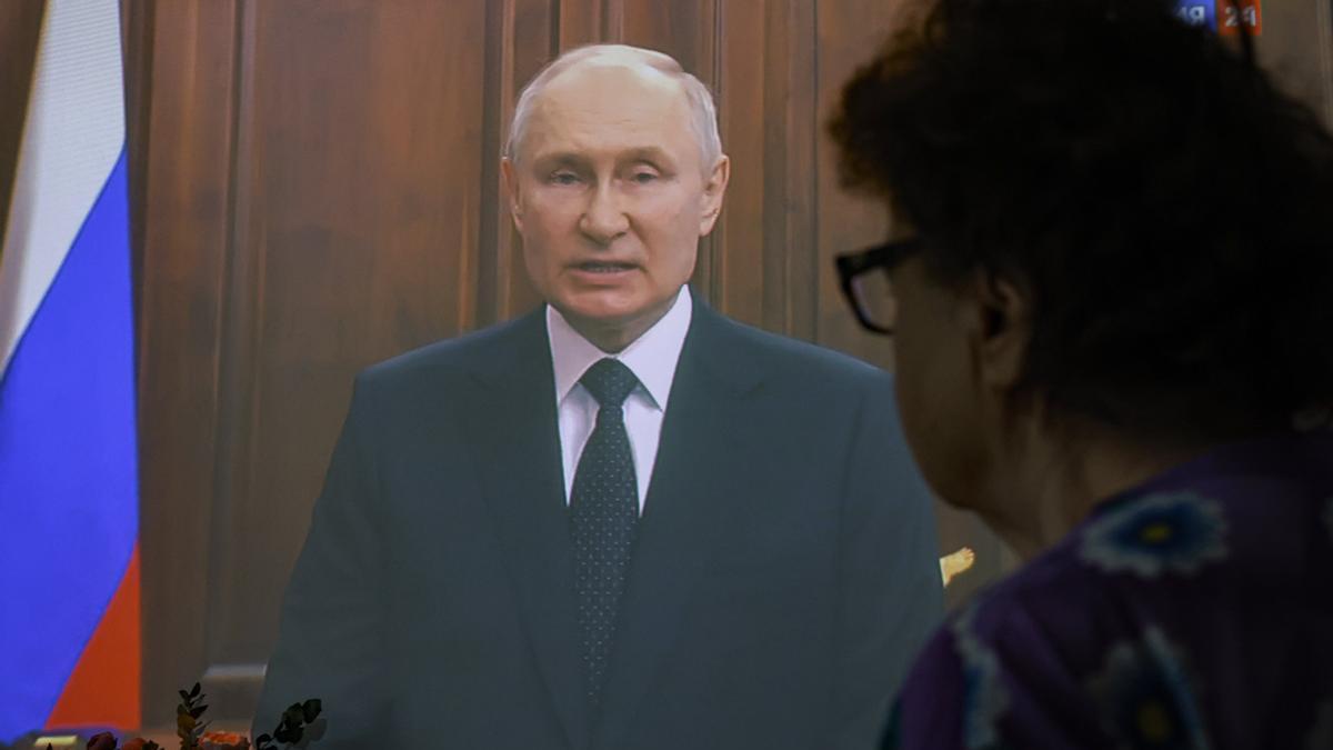 El presidente ruso, Vladimir Putin, durante el discurso en el que se ha referido por primera vez a la rebelión del Grupo Wagner.