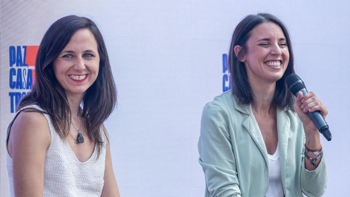 Ione Belarra e Irene Montero, en un acto de Podemos.