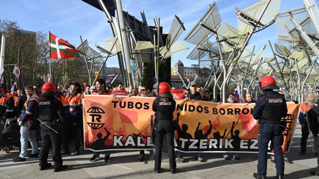 Manifestación de trabajadores de Tubos Reunidos en Bilbao.