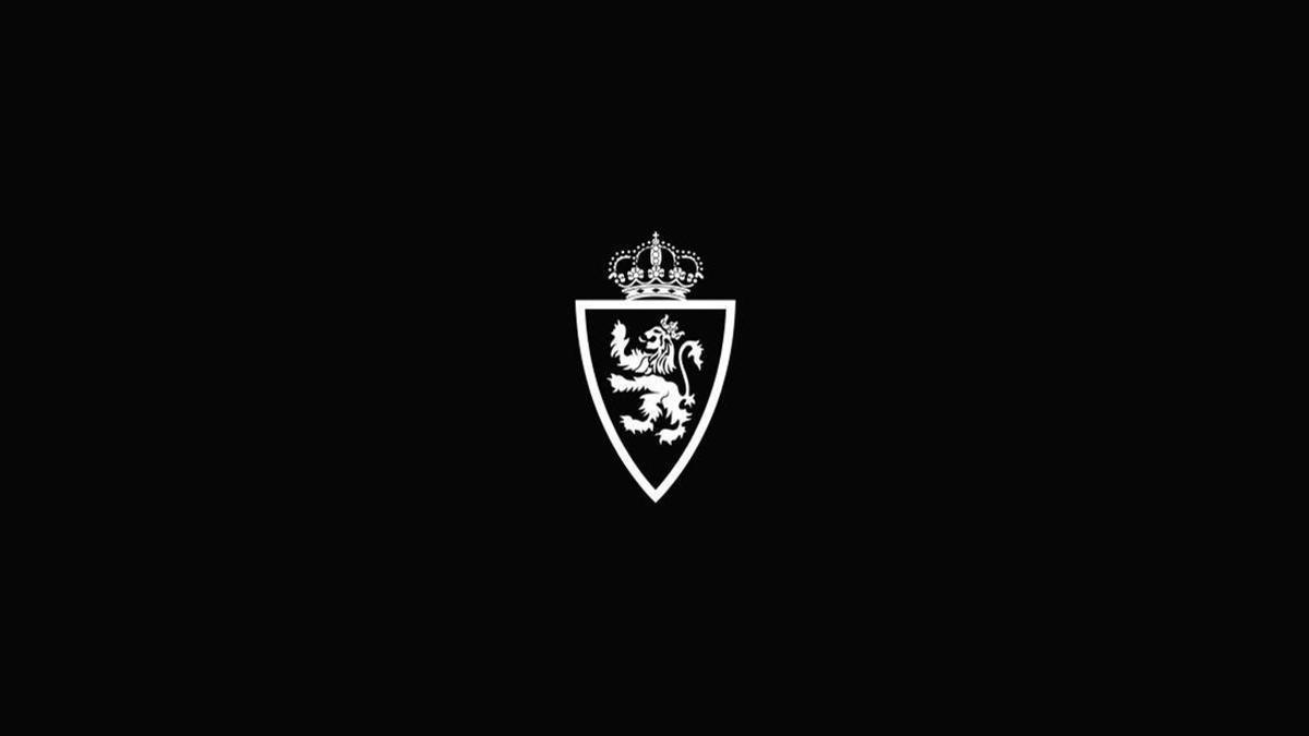 El escudo del Real Zaragoza en blanco y negro.
