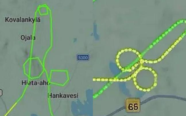 Dos de las siluetas fálicas que dibujaron en el cielo para que se reflejaran en el mapa.