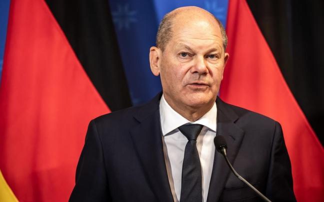 El canciller alemán, Olaf Scholz, durante su comparecencia en Tallin, Estonia. El canciller alemán, Olaf Scholz, durante su comparecencia en Tallin, Estonia.