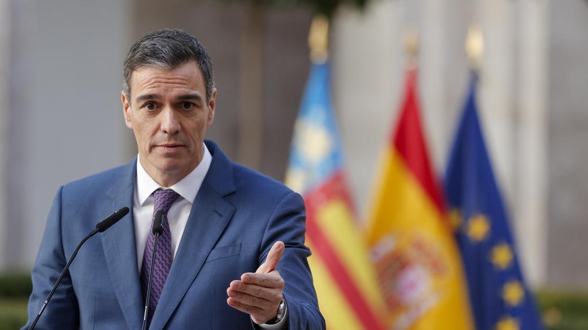 El presidente del Gobierno español, Pedro Sánchez, durante su visita a Valencia.