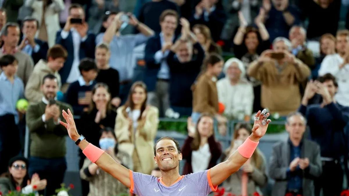Rafa Nadal celebra su victoria en el partido ante el australiano Alex de Miñaur