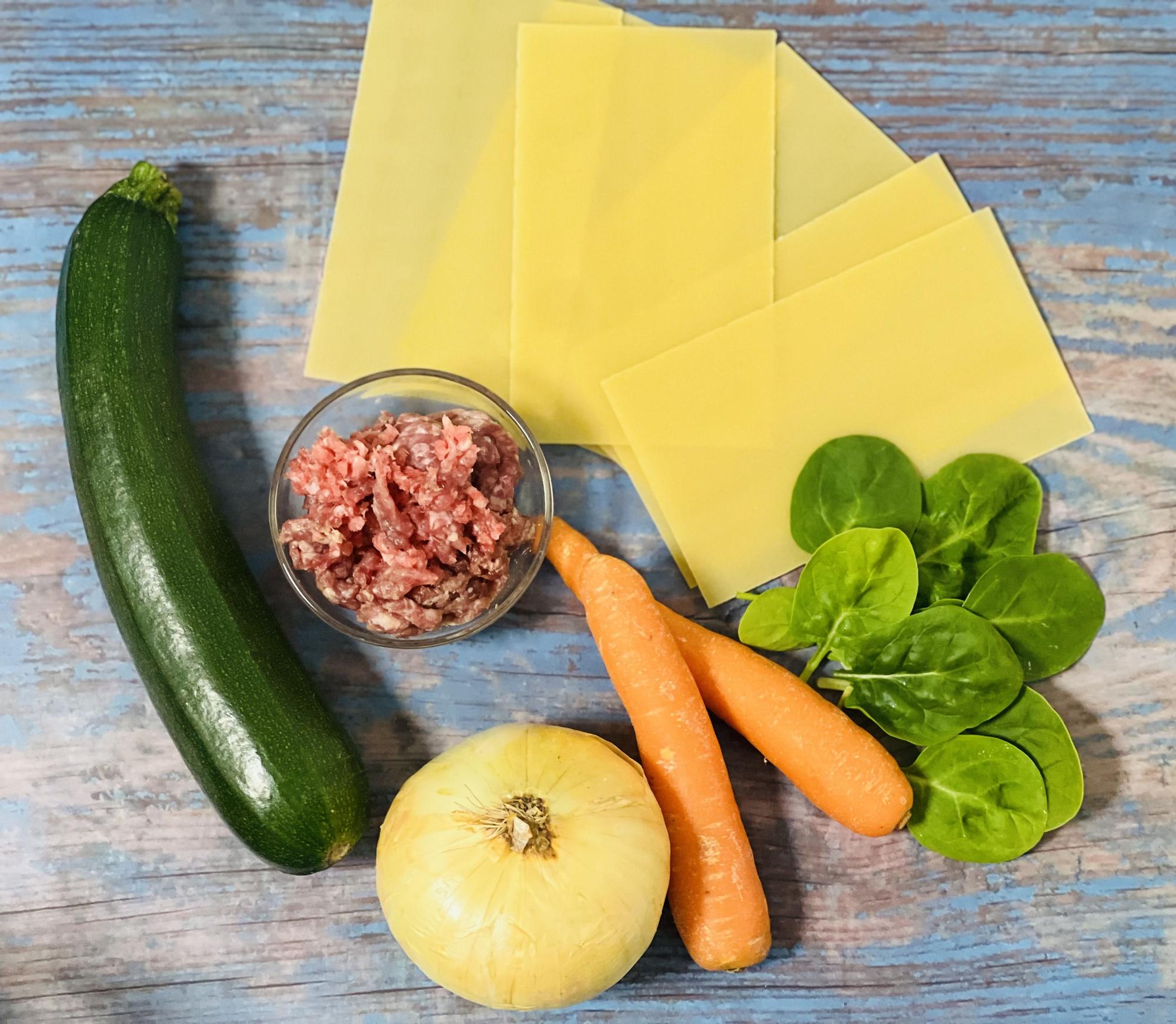 Ingredientes de la lasaña.