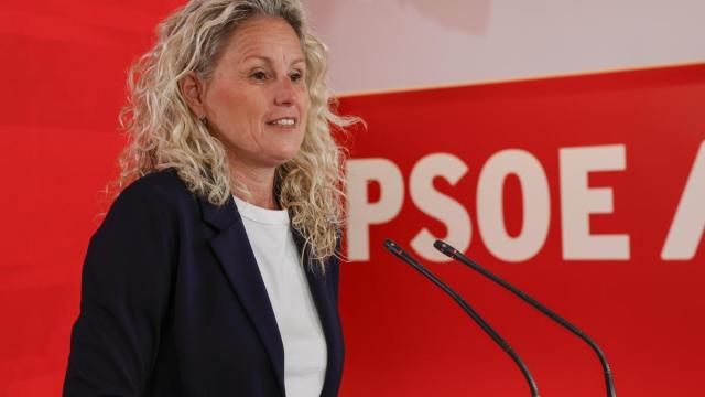 La portavoz del PSOE, Montse Mínguez, en su rueda de prensa en Madrid.
