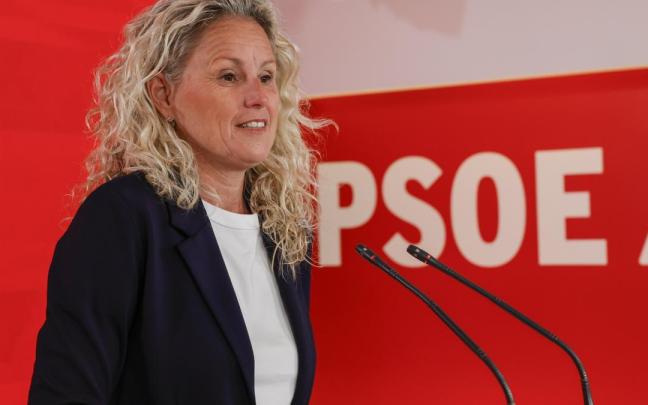La portavoz del PSOE, Montse Mínguez, en su rueda de prensa en Madrid.