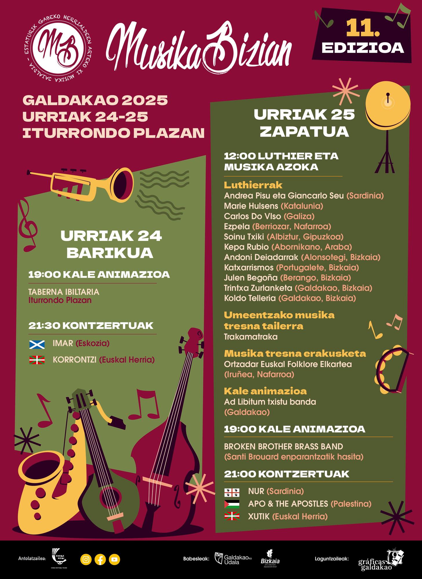 Cartel de la programación del festival Musika Bizian de Galdakao