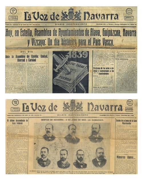 Ejemplares de La Voz de Navarra del 14 de junio del año 1931 y del 4 de junio de 1930