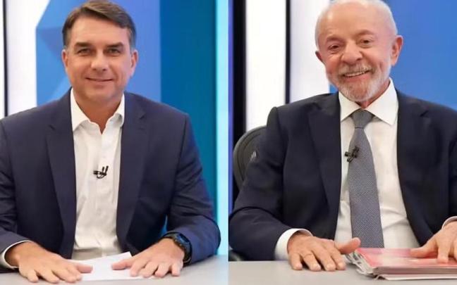 Flavio Bolsonaro (derecha), candidato ultraderechista, y Luiz Inacio Lula da Silva (izquierda), presidente de Brasil y candidato a la reelección