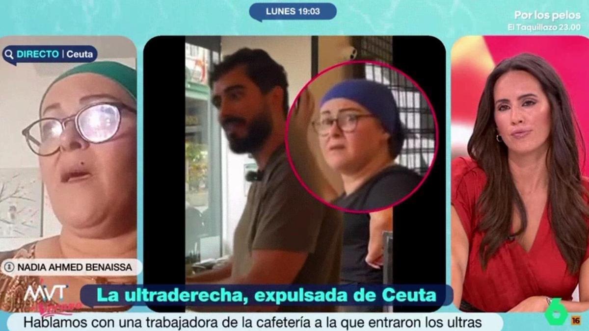 Nadia Ahmed trabaja en el local en el que se refugió Alvise Pérez en Ceuta.