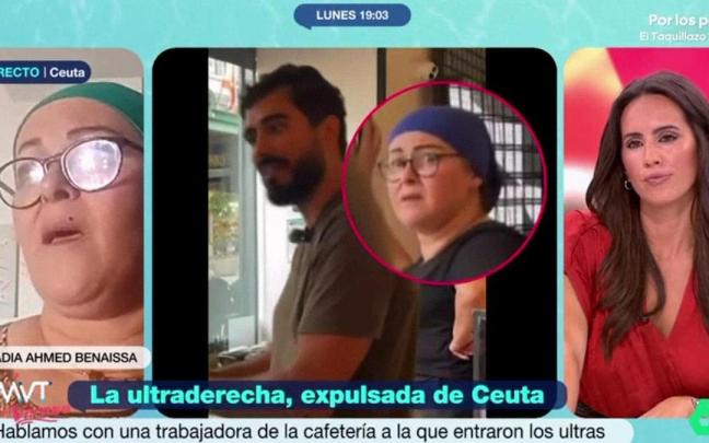 Nadia Ahmed trabaja en el local en el que se refugió Alvise Pérez en Ceuta.