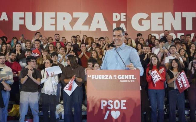 Pedro Sánchez durante el acto este lunes en la Cúpula del Milenio de Valladolid.