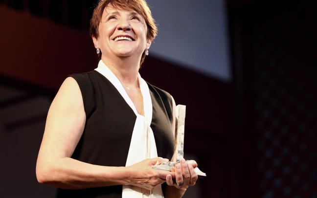 Blanca Portillo recogiendo el Premio Corral de Comedias, el pasado 29 de junio de 2023, en Almagro. Blanca Portillo recogiendo el Premio Corral de Comedias, el pasado 29 de junio de 2023, en Almagro.