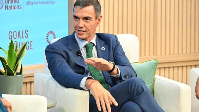El presidente del Gobierno de España, Pedro Sánchez, en un encuentro acerca de los Objetivos de Desarrollo Sostenible (ODS) de la ONU.