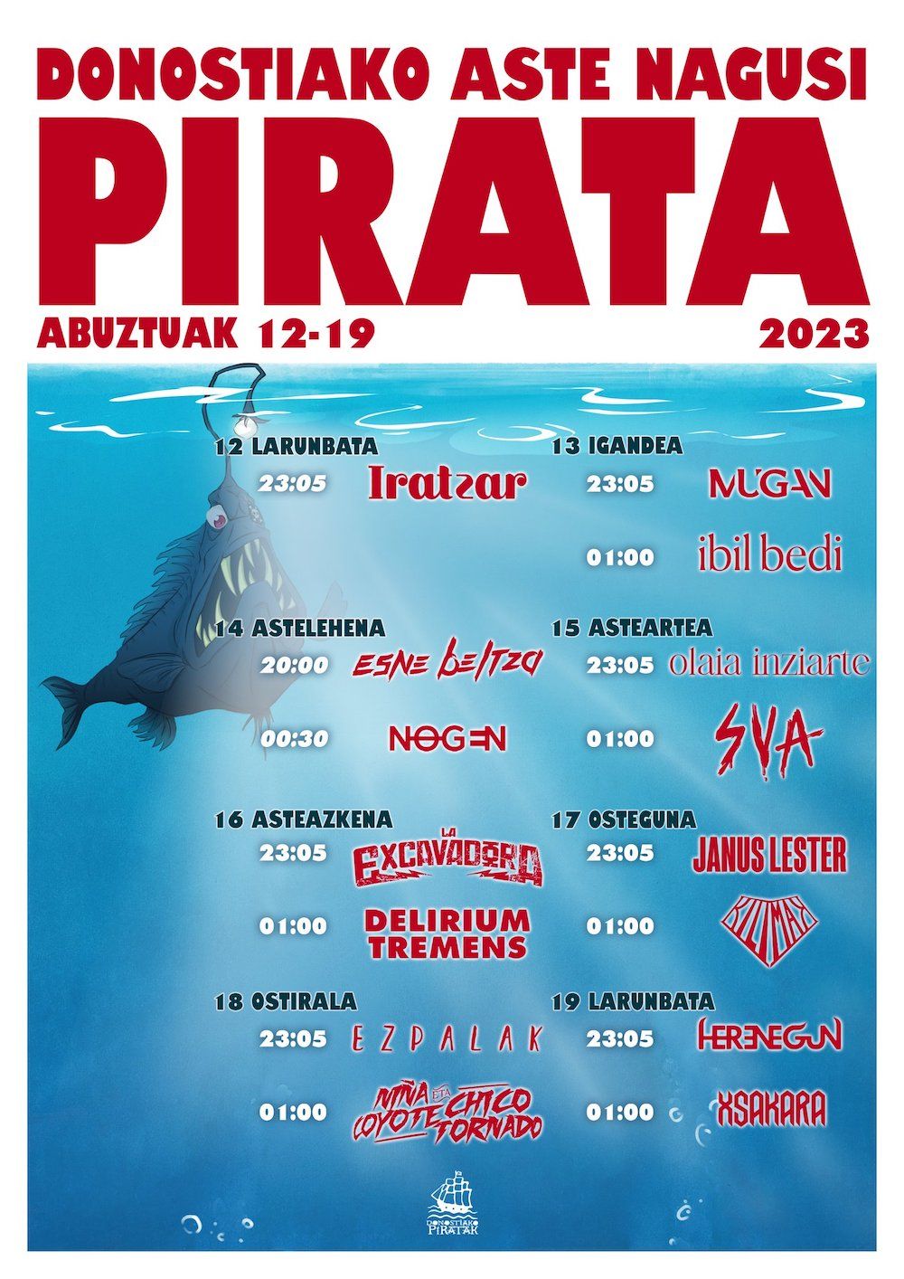 Cartel de los conciertos de Donostiako Piratak
