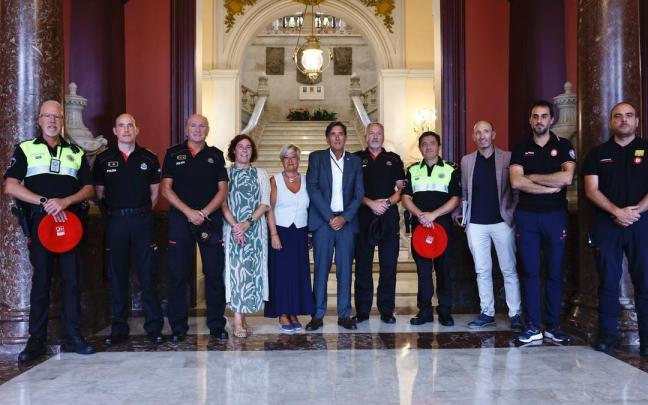 Miembros de todas las áreas de la comisión de coordinación de Seguridad, tras la reunión celebrada en el Ayuntamiento de Bilbao