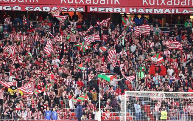 La grada de animación de San Mamés, en un partido del Athletic de esta temporada
