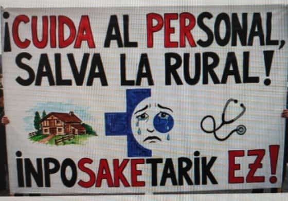 Pancarta que resume las reivindicaciones de la plantilla sanitaria que ha convocado la huelga