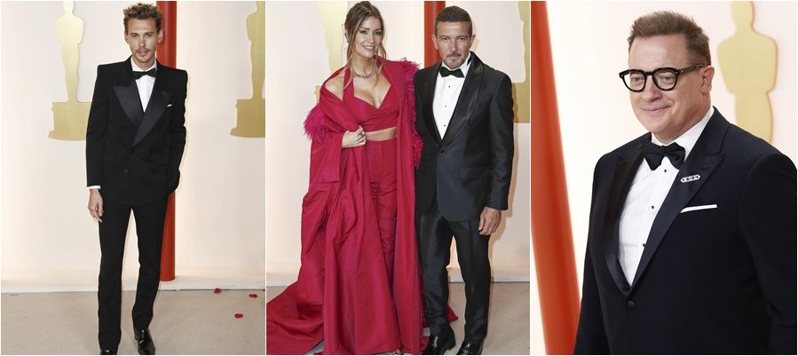 Austin Butler, Antonio Banderas con Nicole Kempel y Brendan Fraser.