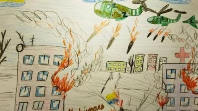 Dibujo realizada por una de las niñas ucranianas que acogen familias de Chernobil Elkartea.