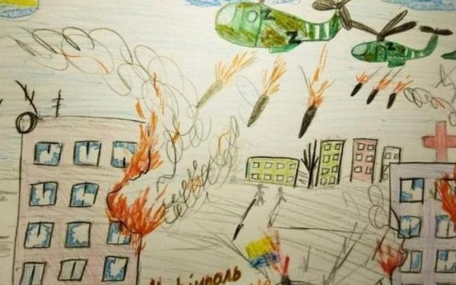 Dibujo realizada por una de las niñas ucranianas que acogen familias de Chernobil Elkartea.