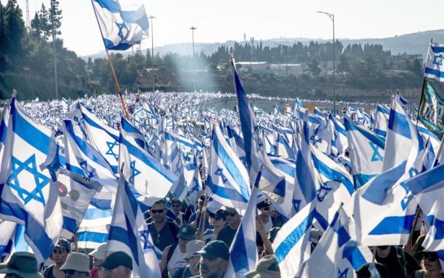 Marcha ara reclamar al Gobierno israelí que de pasos para liberar los secuestrados.