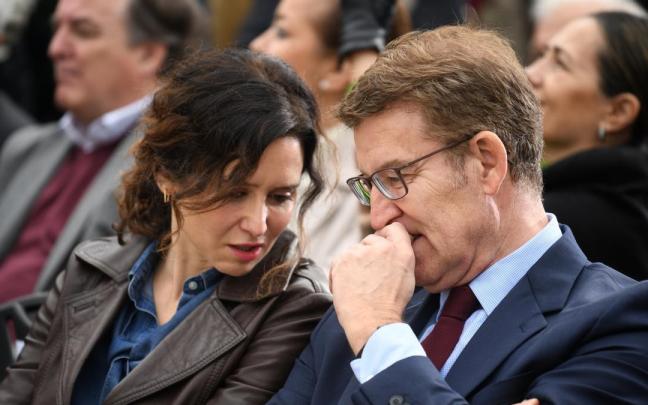 La presidenta de la Comunidad de Madrid, Isabel Díaz Ayuso, y el presidente del Partido Popular, Alberto Núñez Feijóo.
