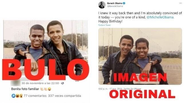 El montaje de Michelle Obama y la foto original.
