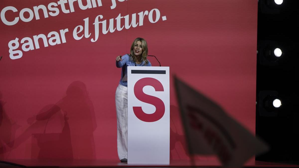 La vicepresidenta segunda del Gobierno español, Yolanda Díaz, en la asamblea de Sumar.