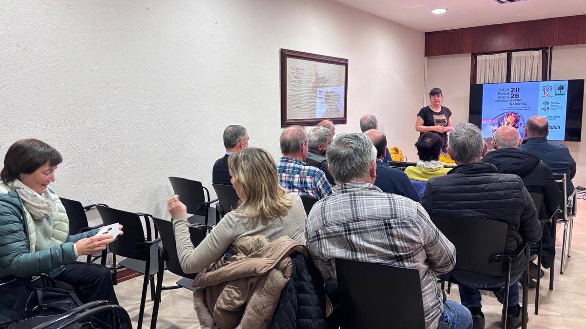 Sesión informativa en Ereño dentro del ciclo de charlas sobre la avispa asiática organizado en Urdaibai.