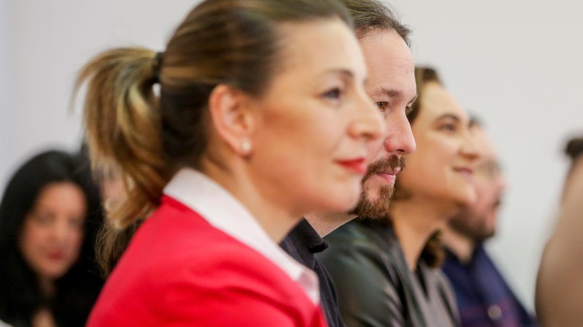 Yolanda Díaz junto a Pablo Iglesias en una imagen de archivo.