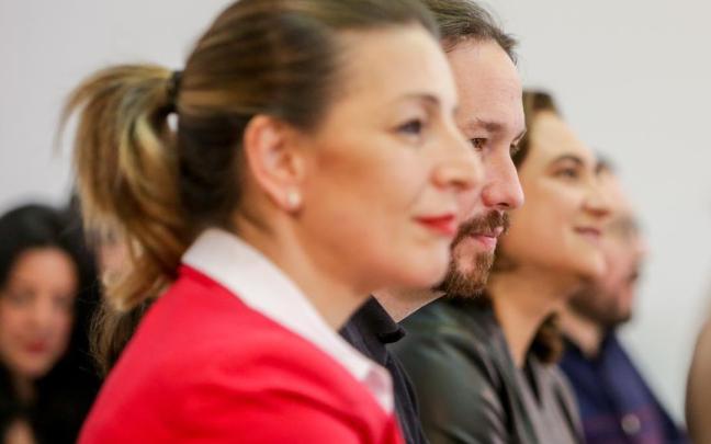 Yolanda Díaz junto a Pablo Iglesias en una imagen de archivo.