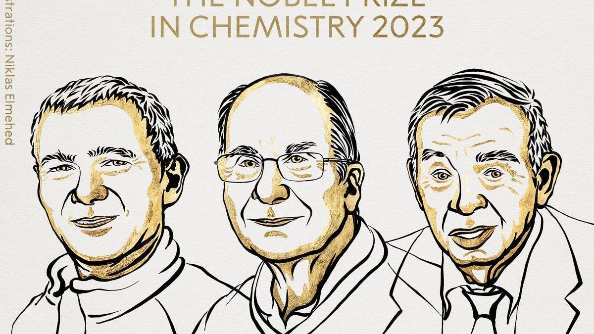 Moungi G. Bawendi, Louis E. Brus y Alexei I. Ekimov, ganadores del Premio Nobel de Química.