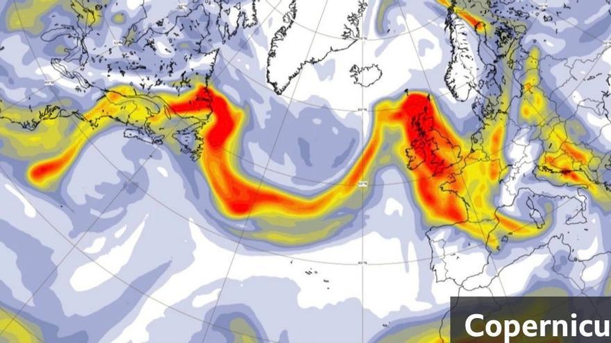 Evolución de la nube de humo procedente de Canadá