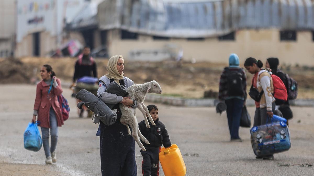 Refugiados palestinos en Jan Yunis.